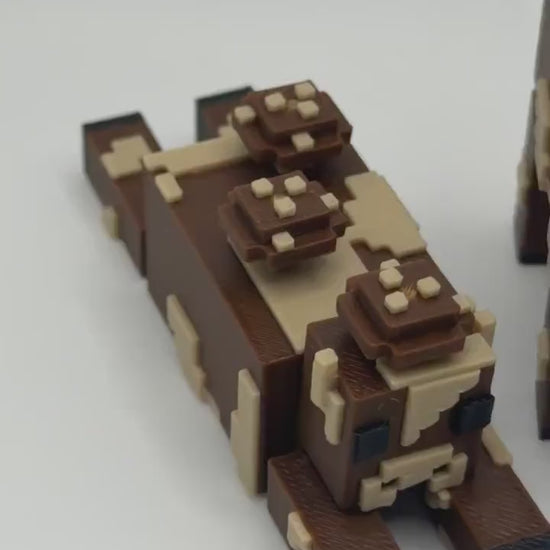 Minecraft-Inspired Brown Mushroom Cow | 3D Printed Mooshroom Style Figure | Articulated Pixelated Cow | Gamer Gift