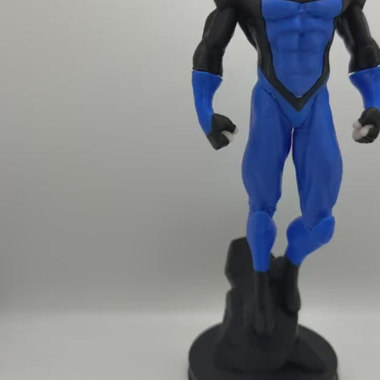 New Suit Mark Figure | Blue & Black Superhero Statue | Comic Inspired Hero Display | 3D Printed Collectible