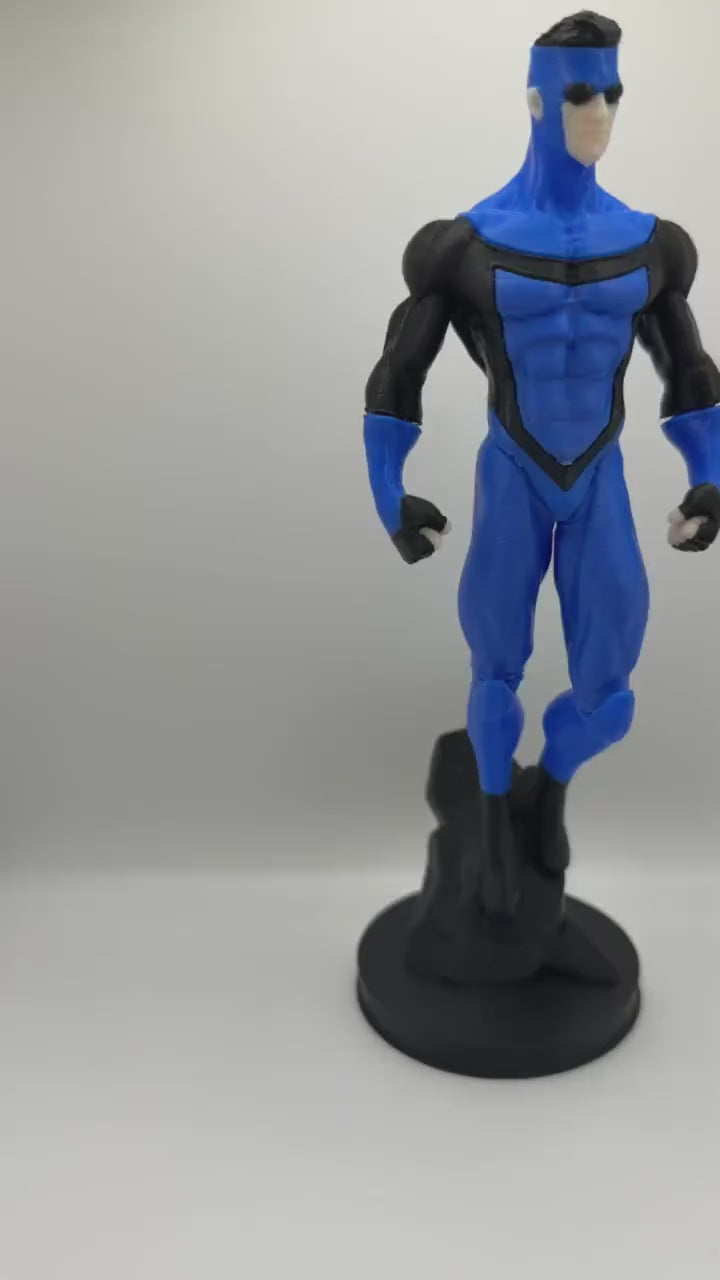 New Suit Mark Figure | Blue & Black Superhero Statue | Comic Inspired Hero Display | 3D Printed Collectible