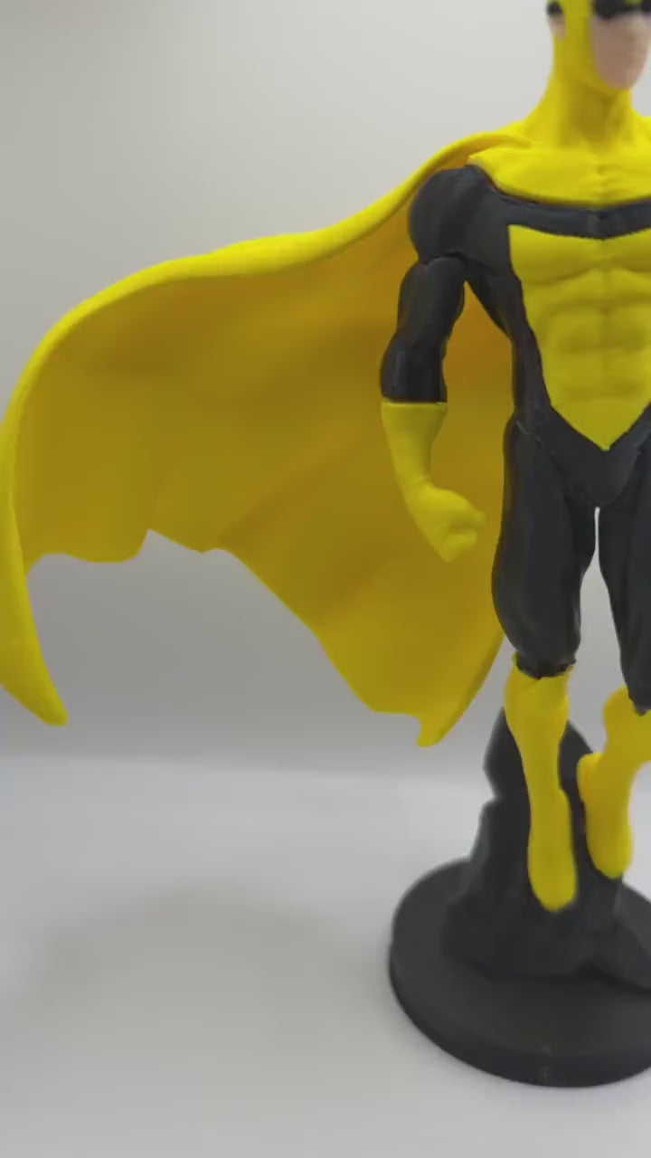 Sinister Mark Figure | Comic Inspired Superhero Statue | Yellow & Black Vigilante Display | 3D Printed Collectible