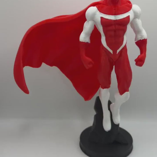 Omni Mark Figure | Comic Inspired Superhero Statue | Red & White Hero Display | 3D Printed Collectible