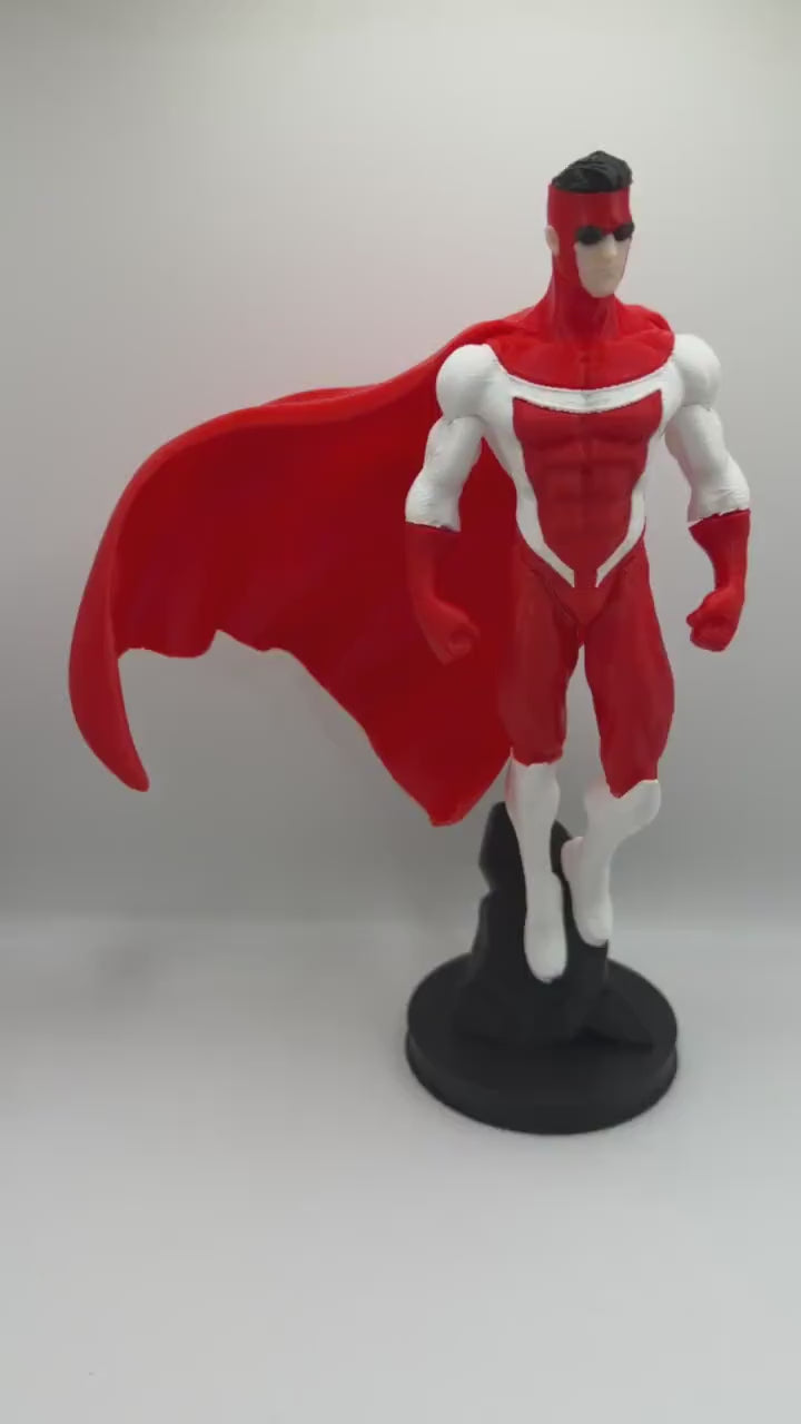 Omni Mark Figure | Comic Inspired Superhero Statue | Red & White Hero Display | 3D Printed Collectible