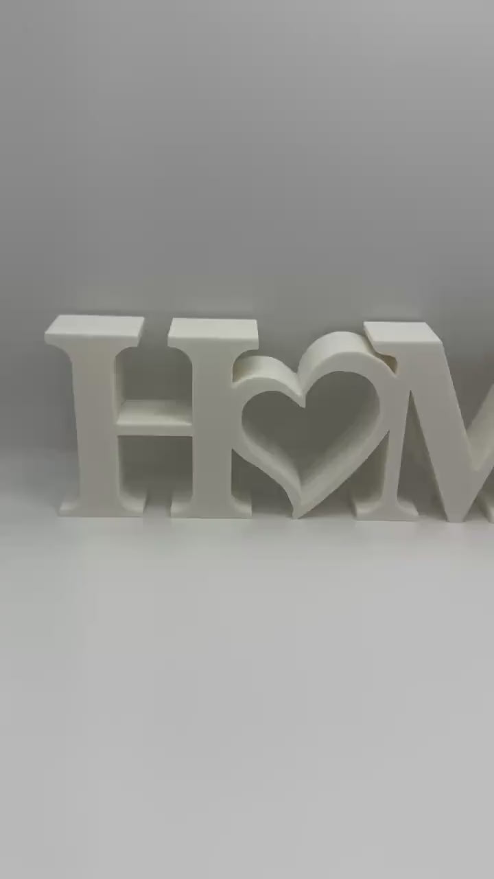 3D Printed “HOME” Shelf Decor with Heart – Modern Minimalist Home Sign, Desk or Shelf Decoration, Housewarming Gift, Home Office Decor