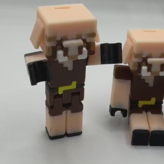 Articulated Pigman Figure – Fully Posable Block-Style Fantasy Character – 3D Printed Collectible Toy