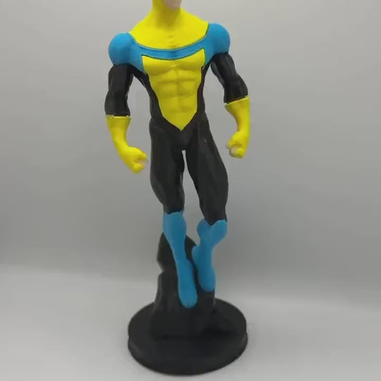 OG Mark Figure | Classic Comic Inspired Superhero Statue | Blue Yellow Suit Hero Display | 3D Printed Collectible