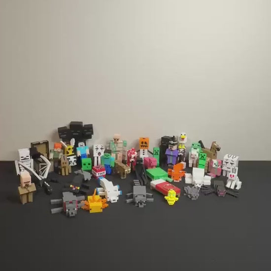 Pixel Figure Pack | 46 Collectible Block Characters & Creatures | Gamer Gift Set
