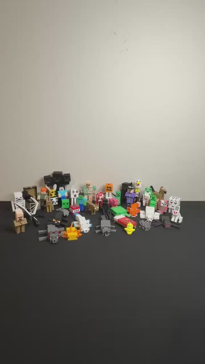 Pixel Figure Pack | 46 Collectible Block Characters & Creatures | Gamer Gift Set